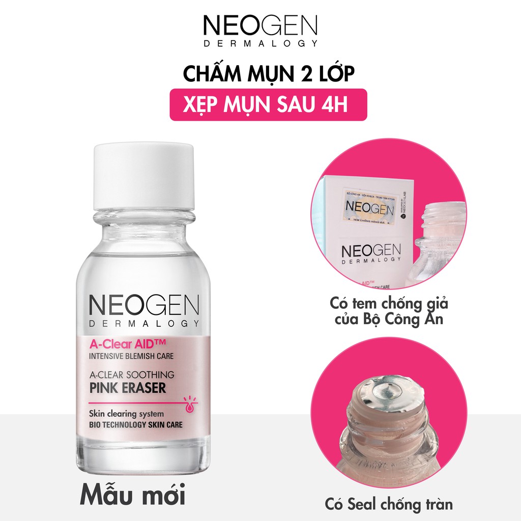 Chấm Mụn Neogen A-clear Soothing Pink Eraser 15ml Xẹp Mụn Giảm Xưng Đỏ Không Gây Kích Ứng