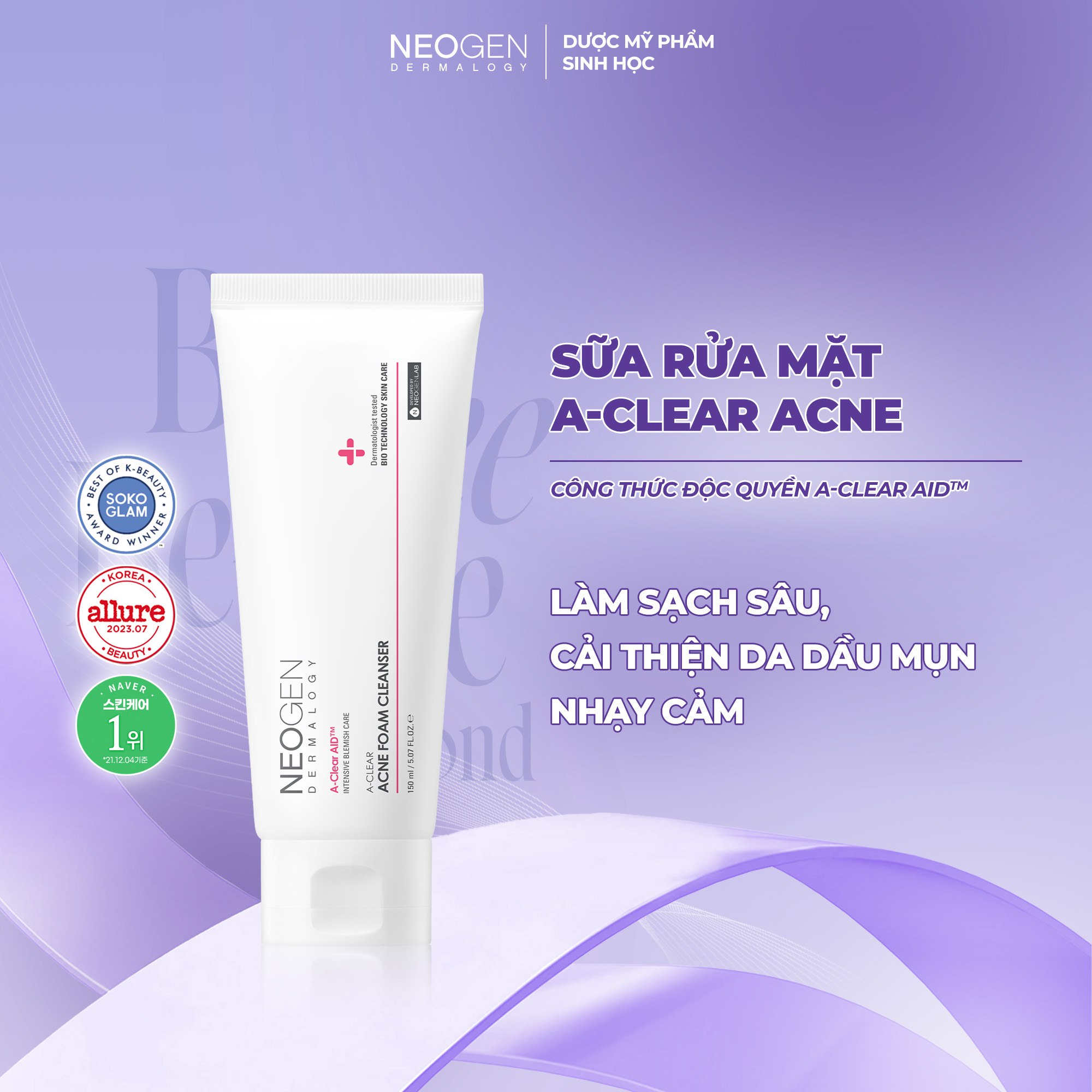 Sữa Rửa Mặt Dạng Gel Làm Sạch Sâu Cho Da Dầu Mụn Neogen Dermalogy A-clear Acne Foam Cleanser