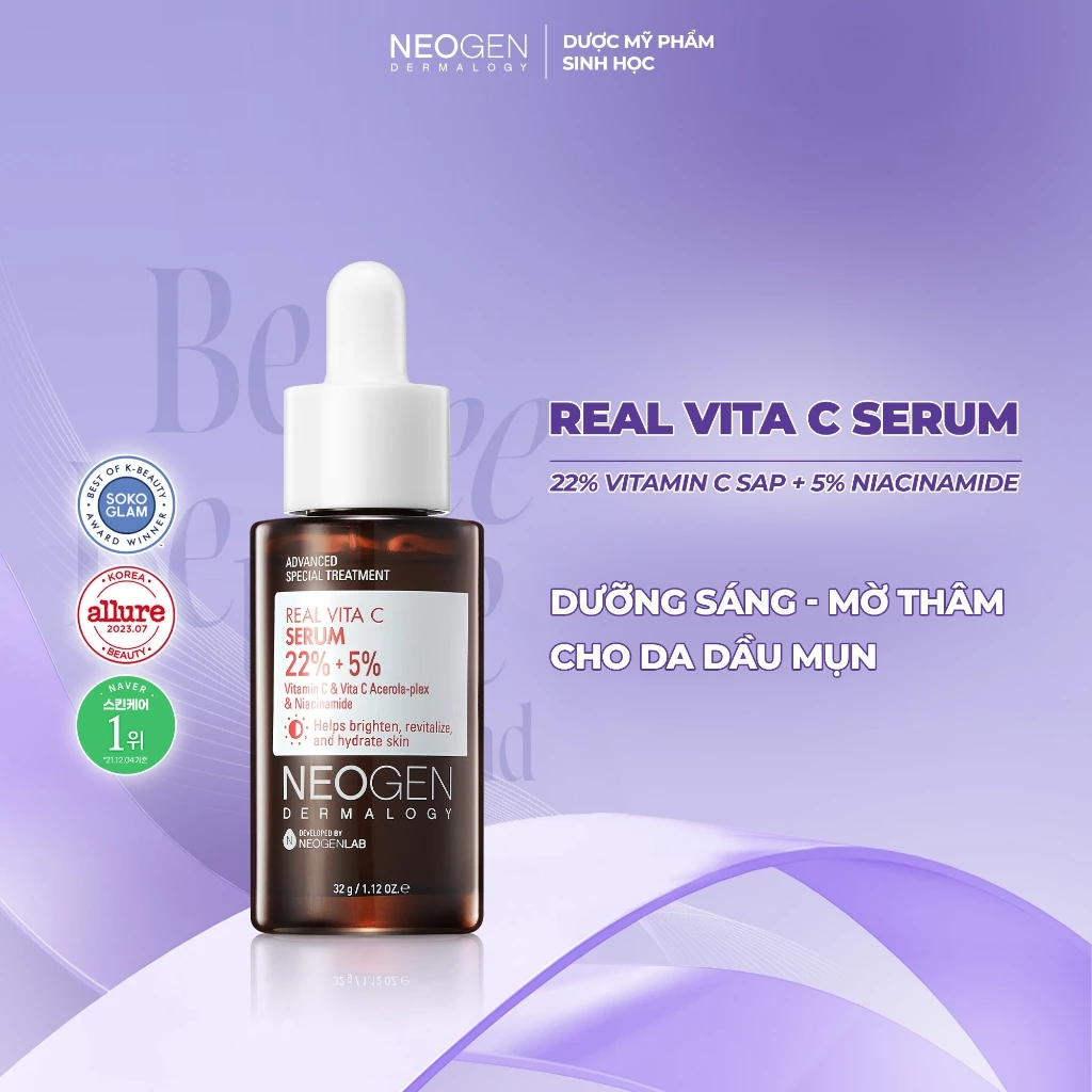 Serum Mờ Thâm Dưỡng Trắng Vitamin C SAP 22% + 5% Niacinamide Neogen Dermalogy Real Vita C Serum 32ml